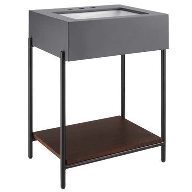 Modway EEI-6861-BLK-WHI Etch 24" Bathroom Vanity with Sink Black White