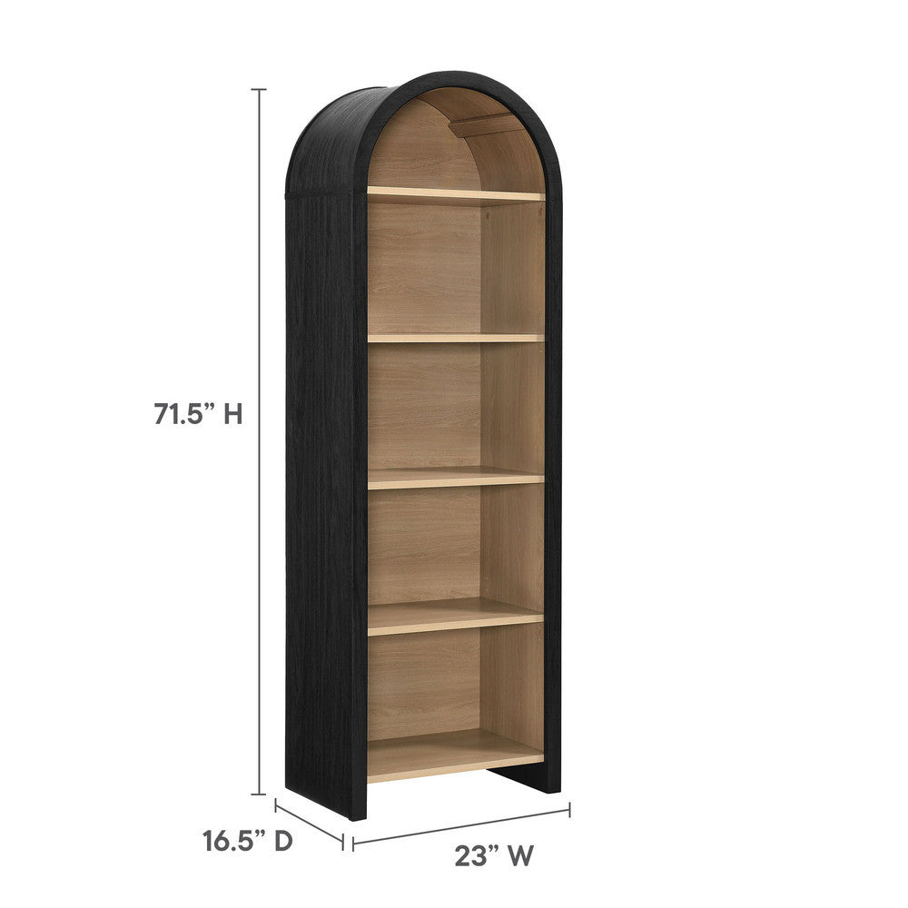 Modway Evie Arched Narrow Bookcase Display Cabinet by Modway-EEI-7201-BLK-OAK