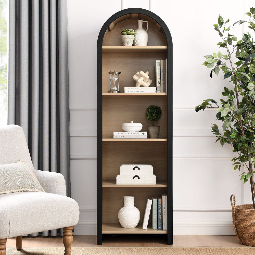 Modway Evie Arched Narrow Bookcase Display Cabinet by Modway-EEI-7201-BLK-OAK