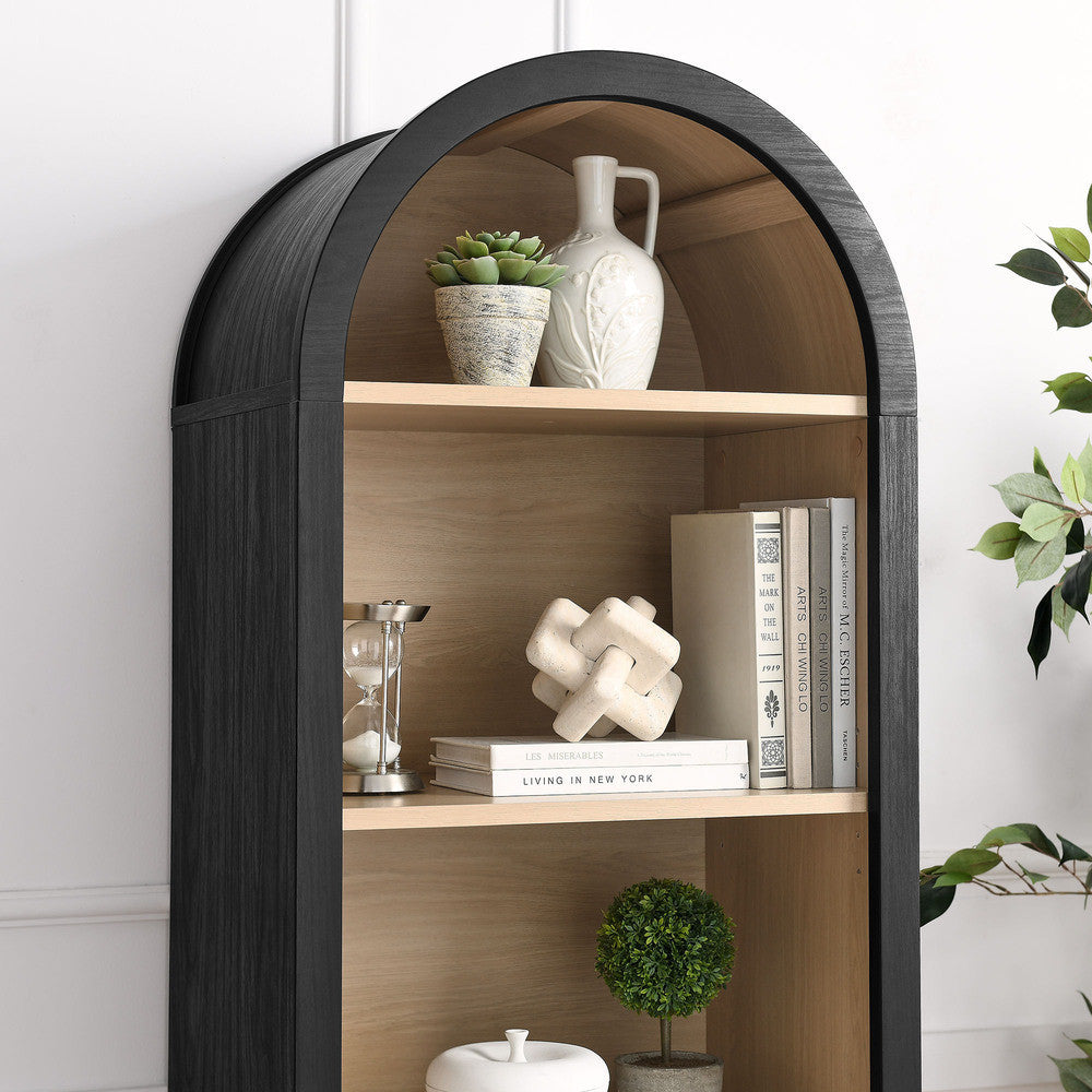 Modway Evie Arched Narrow Bookcase Display Cabinet by Modway-EEI-7201-BLK-OAK