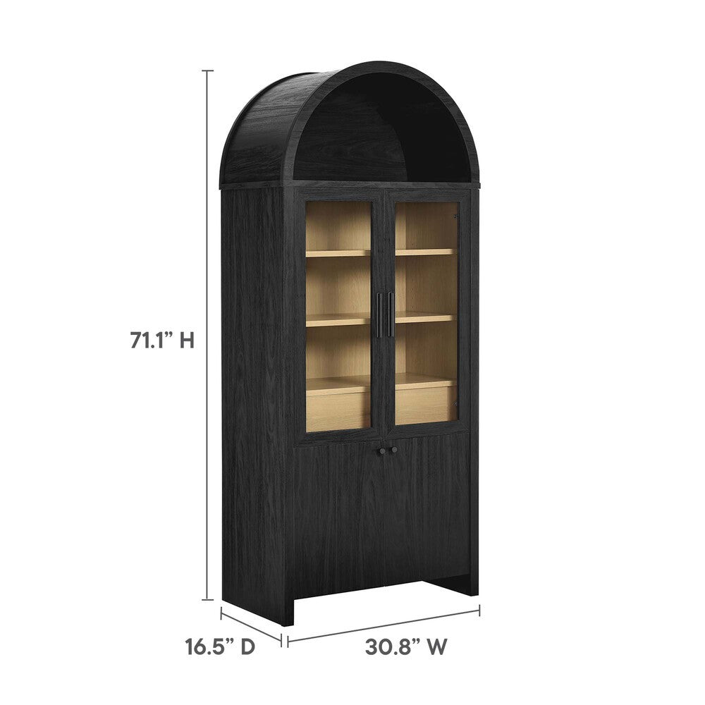 EEI-6834-BLK-OAK Evie Arched Tall Display Cabinet by Modway