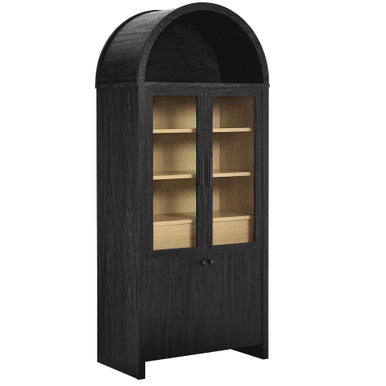 Modway EEI-6834-BLK-OAK Evie Arched Tall Display Cabinet Black Oak