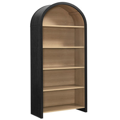 Modway EEI-7202-BLK-OAK Evie Arched Wide Bookcase Display Cabinet Black