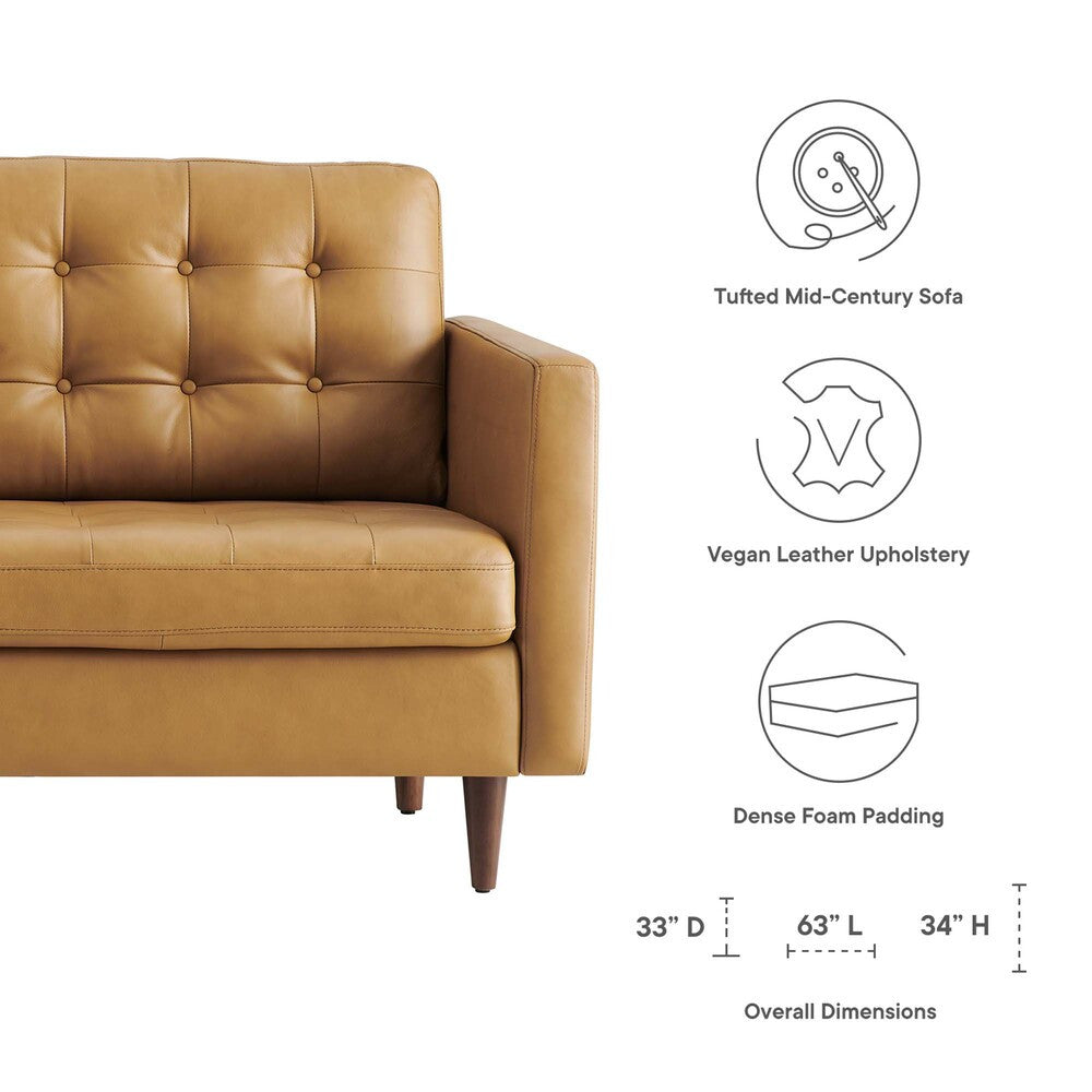 EEI-6100-TAN Exalt Tufted Leather Loveseat by Modway