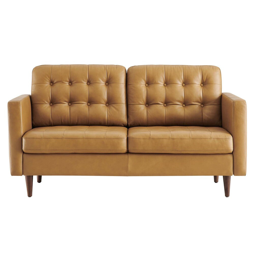 EEI-6100-TAN Exalt Tufted Leather Loveseat by Modway
