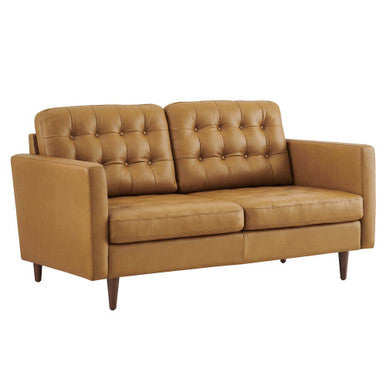 Modway EEI-6100-TAN Exalt Tufted Leather Loveseat Tan