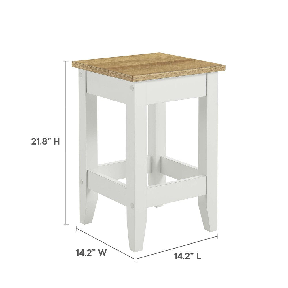 EEI-6895-OAK-WHI Farmstead 3-Piece Kitchen Island and Stool Set by Modway