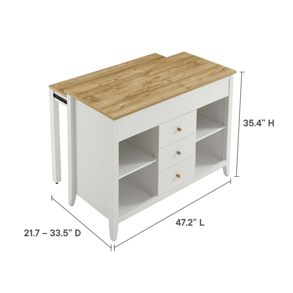 EEI-6728-OAK-WHI Farmstead Kitchen Island by Modway