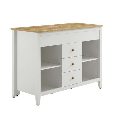 Modway EEI-6728-OAK-WHI Farmstead Kitchen Island Oak White