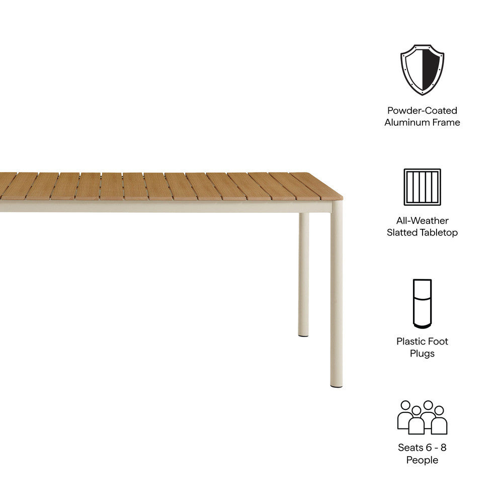Modway Finn 71" Outdoor Patio Aluminum Dining Table with Faux Wood Top by Modway-EEI-7237-NAT