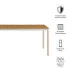 Modway Finn 71" Outdoor Patio Aluminum Dining Table with Faux Wood Top by Modway-EEI-7237-NAT