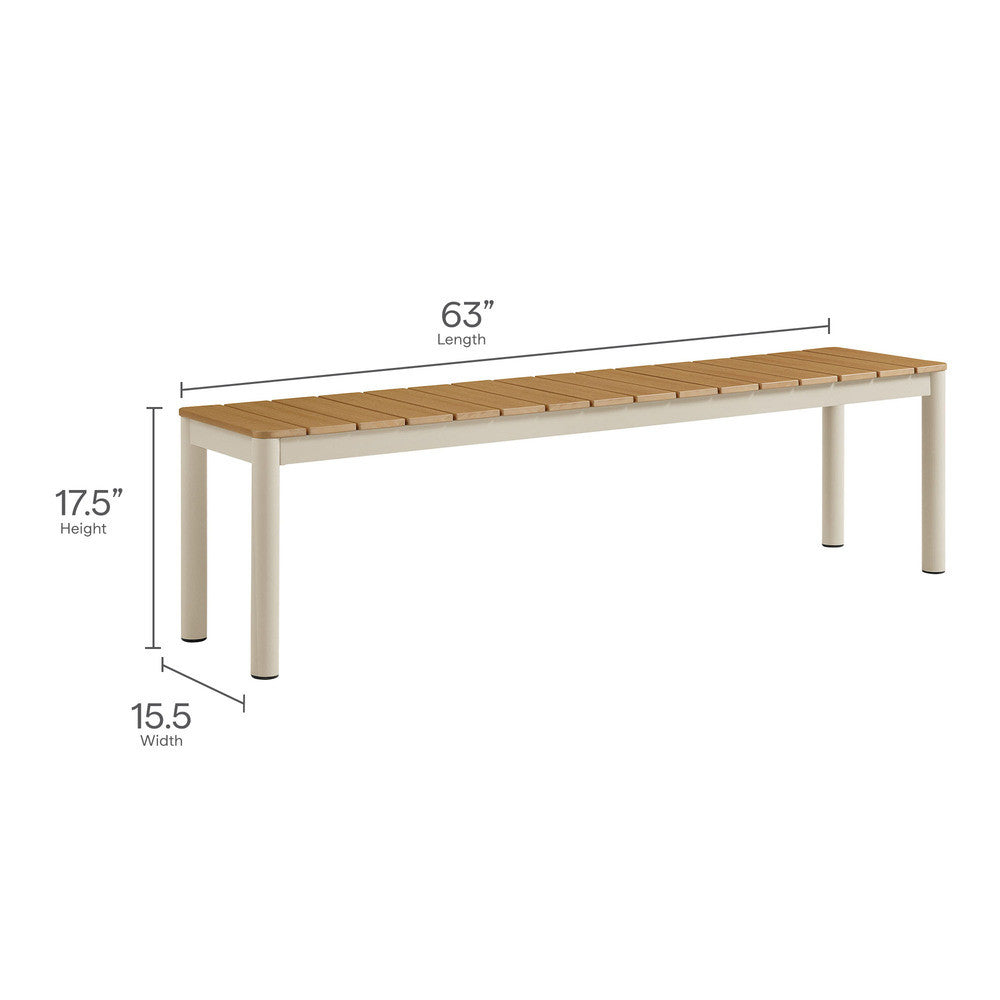 Modway Finn Outdoor Patio Aluminum Bench with Faux Wood Top by Modway-EEI-7238-NAT