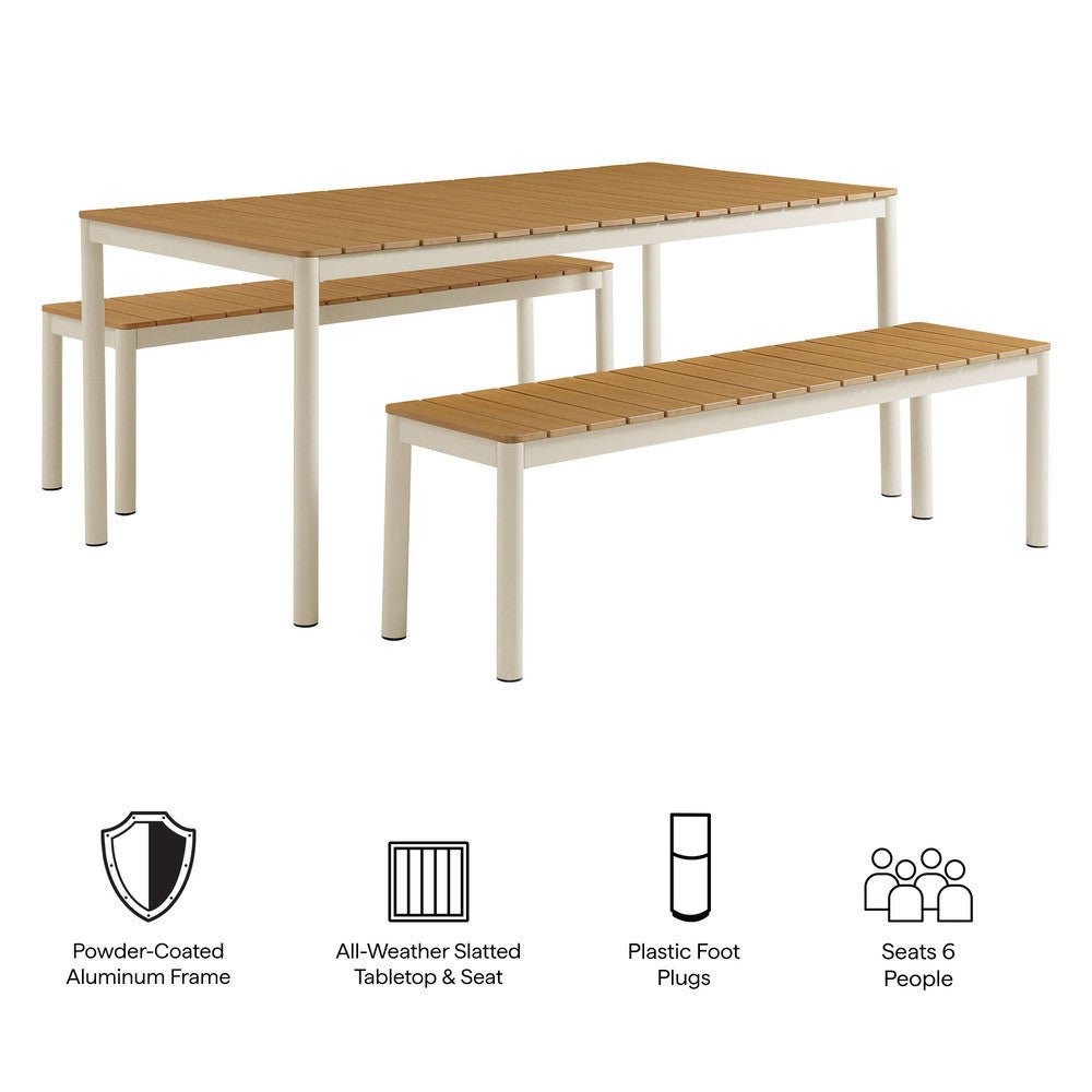 Modway Finn Outdoor Patio Aluminum Faux Wood Dining Set with Benches by Modway-EEI-7239-NAT