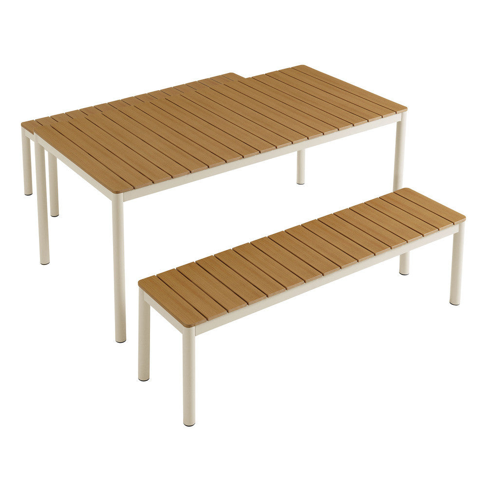 Modway Finn Outdoor Patio Aluminum Faux Wood Dining Set with Benches by Modway-EEI-7239-NAT