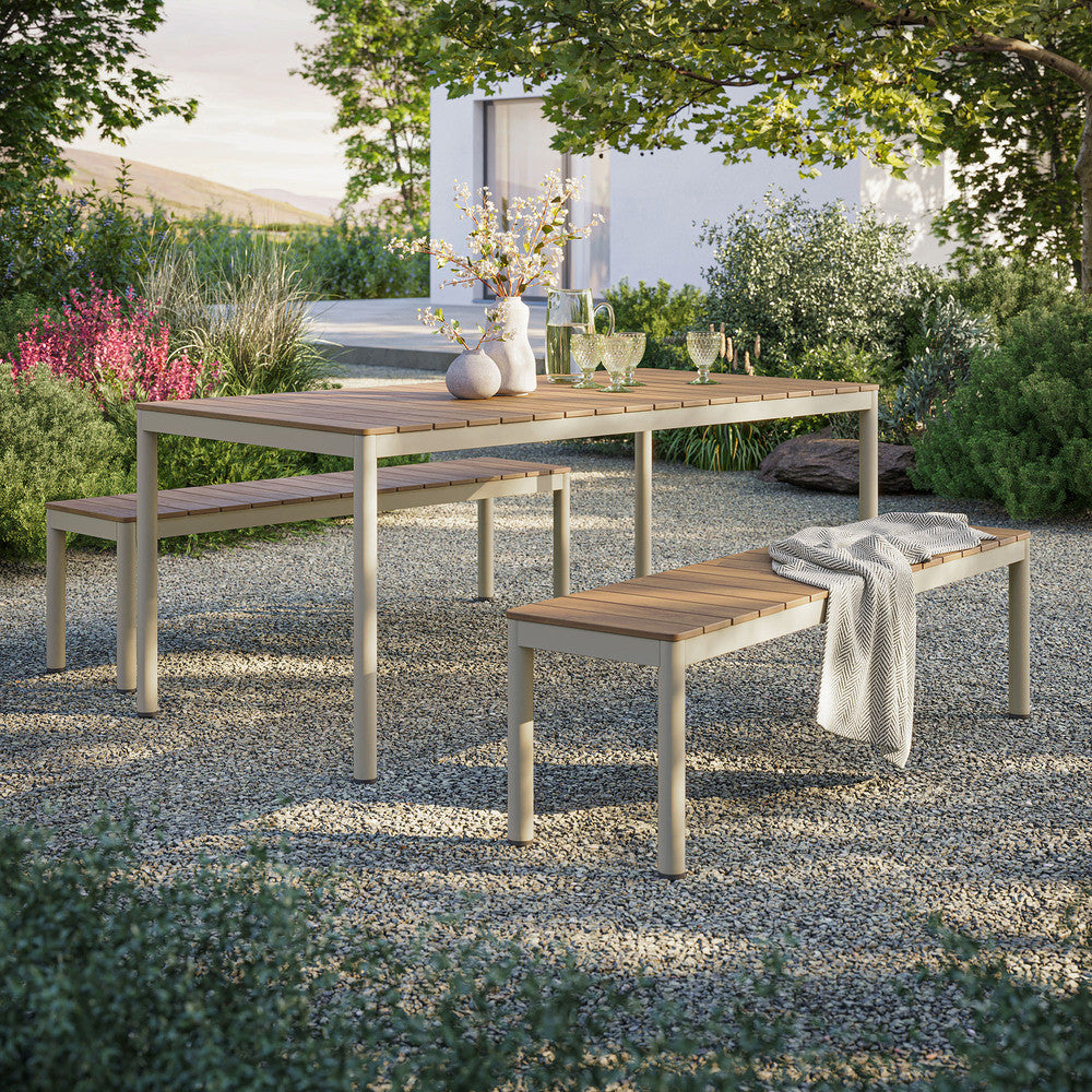 Modway Finn Outdoor Patio Aluminum Faux Wood Dining Set with Benches by Modway-EEI-7239-NAT