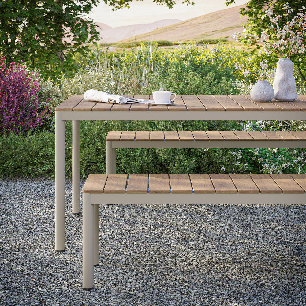 Modway Finn Outdoor Patio Aluminum Faux Wood Dining Set with Benches by Modway-EEI-7239-NAT
