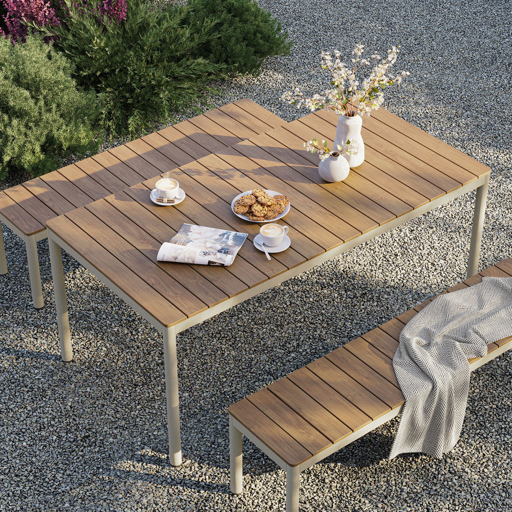 Modway Finn Outdoor Patio Aluminum Faux Wood Dining Set with Benches by Modway-EEI-7239-NAT