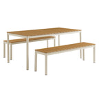 Modway Finn Outdoor Patio Aluminum Faux Wood Dining Set with Benches by Modway-EEI-7239-NAT