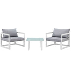 EEI-1722-WHI-GRY-SET Fortuna 3 Piece Outdoor Patio Sectional Sofa Set by Modway