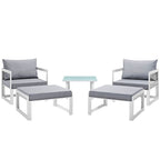 EEI-1721-WHI-GRY-SET Fortuna 5 Piece Outdoor Patio Sectional Sofa Set by Modway