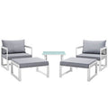 Modway EEI-1721-WHI-GRY-SET Fortuna 5 Piece Outdoor Patio Sectional Sofa Set White Gray