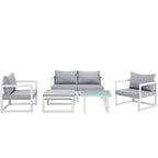 EEI-1723-WHI-GRY-SET Fortuna 6 Piece Outdoor Patio Sectional Sofa Set by Modway