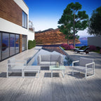 EEI-1723-WHI-GRY-SET Fortuna 6 Piece Outdoor Patio Sectional Sofa Set by Modway