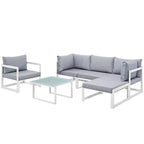 EEI-1731-WHI-GRY-SET Fortuna 6 Piece Outdoor Patio Sectional Sofa Set by Modway