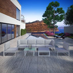 EEI-1728-WHI-GRY-SET Fortuna 8 Piece Outdoor Patio Sectional Sofa Set by Modway