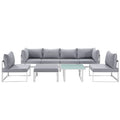 Modway EEI-1728-WHI-GRY-SET Fortuna 8 Piece Outdoor Patio Sectional Sofa Set White Gray