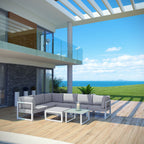 EEI-1735-WHI-GRY-SET Fortuna 8 Piece Outdoor Patio Sectional Sofa Set by Modway