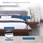 MOD-5492-WAL-GRY-SET Freja 3 Piece Fabric Queen Bedroom Set by Modway