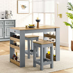 EEI-6730-OAK-GRY Galley 3-Piece Kitchen Island and Stool Set by Modway