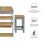 EEI-6730-OAK-GRY Galley 3-Piece Kitchen Island and Stool Set by Modway