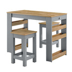 EEI-6730-OAK-GRY Galley 3-Piece Kitchen Island and Stool Set by Modway