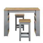 EEI-6730-OAK-GRY Galley 3-Piece Kitchen Island and Stool Set by Modway