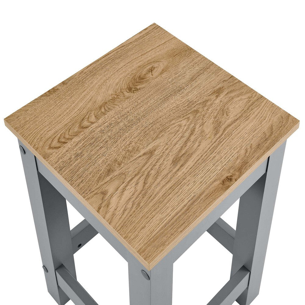 EEI-6730-OAK-GRY Galley 3-Piece Kitchen Island and Stool Set by Modway