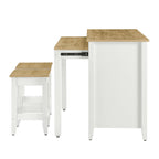 EEI-6894-OAK-WHI Garland 3-Piece Kitchen Island and Stool Set by Modway