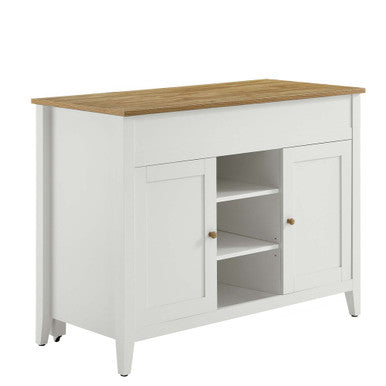 Modway EEI-6727-OAK-WHI Garland Kitchen Island Oak White