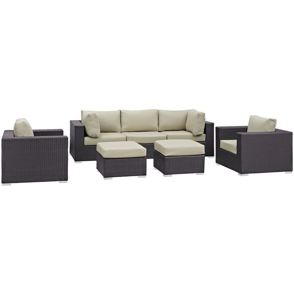 EEI-1808-EXP-BEI-SET Gather 7 Piece Outdoor Patio Sectional Set by Modway