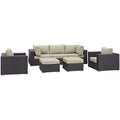Modway EEI-1808-EXP-BEI-SET Gather 7 Piece Outdoor Patio Sectional Set Espresso Beige