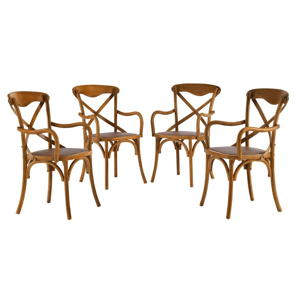 EEI-3480-WAL Gear Dining Armchair Set of 4 by Modway