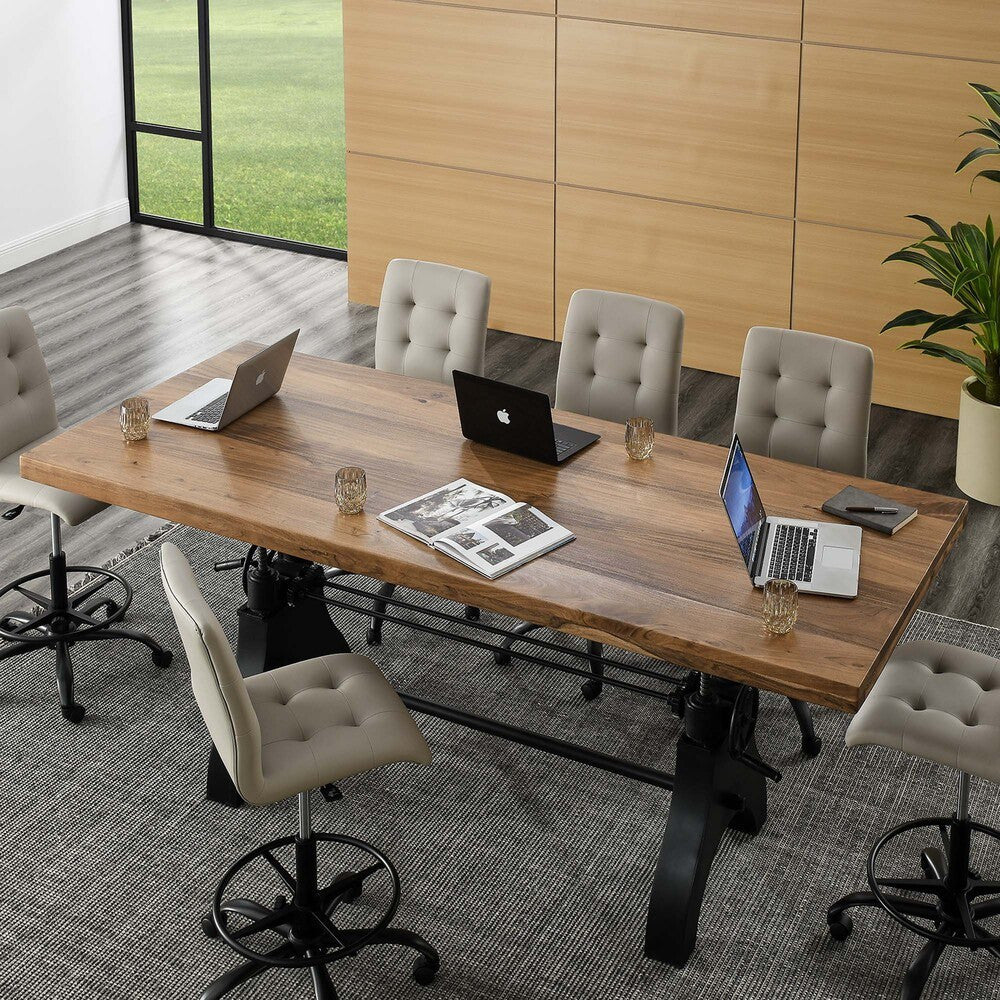 EEI-6149-BLK-NAT Genuine 96" Crank Adjustable Height Dining and Conference Table by Modway