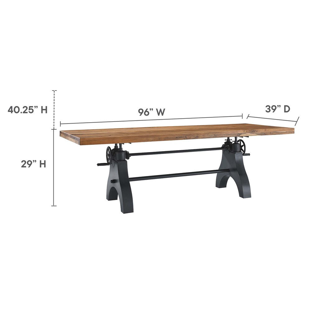EEI-6149-BLK-NAT Genuine 96" Crank Adjustable Height Dining and Conference Table by Modway
