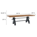 EEI-6149-BLK-NAT Genuine 96" Crank Adjustable Height Dining and Conference Table by Modway