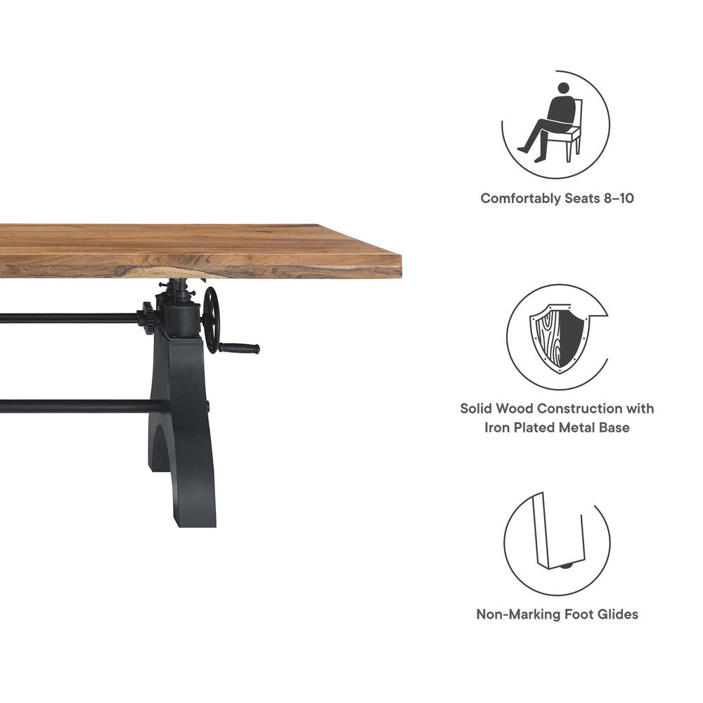 EEI-6149-BLK-NAT Genuine 96" Crank Adjustable Height Dining and Conference Table by Modway