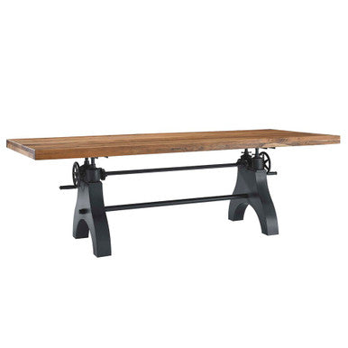 Modway EEI-6149-BLK-NAT Genuine 96" Crank Adjustable Height Dining and Conference Table Black Natural