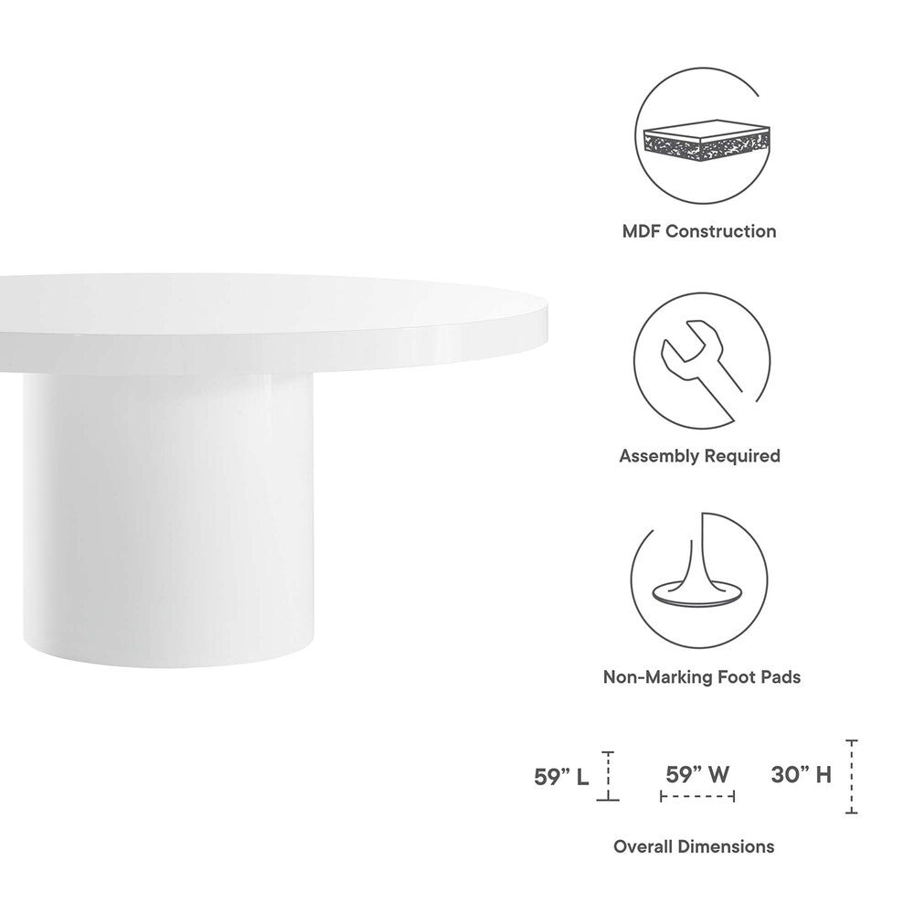 EEI-4910-WHI Gratify 60" Round Dining Table by Modway