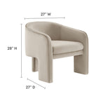 Modway Greer Performance Velvet Upholstered Accent Armchair by Modway-EEI-7102