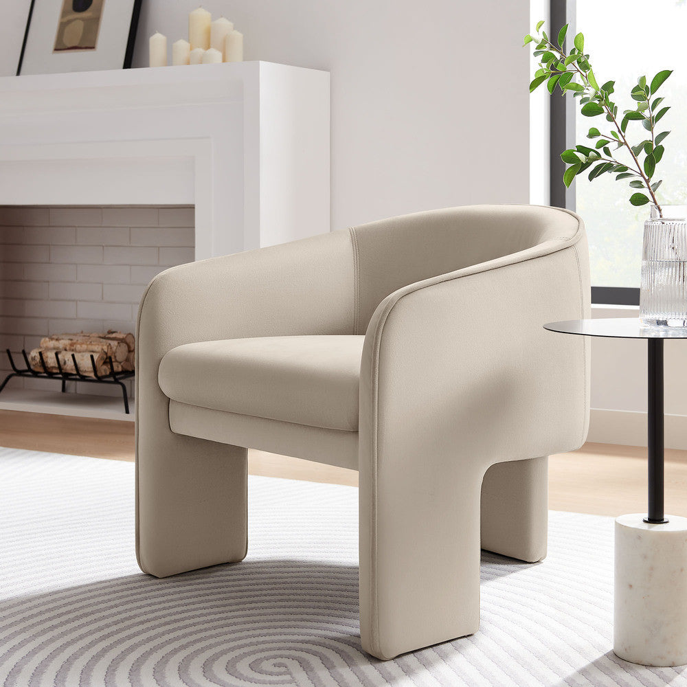 Modway Greer Performance Velvet Upholstered Accent Armchair by Modway-EEI-7102